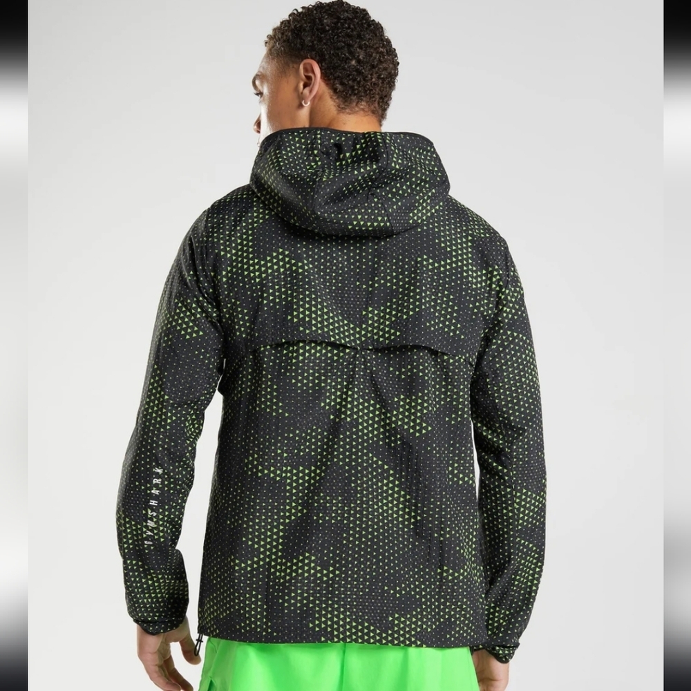 Gymshark Sport Windbreaker Jacket Men's Size Medium Fluo Lime Green Black A2A7I - Picture 9 of 9